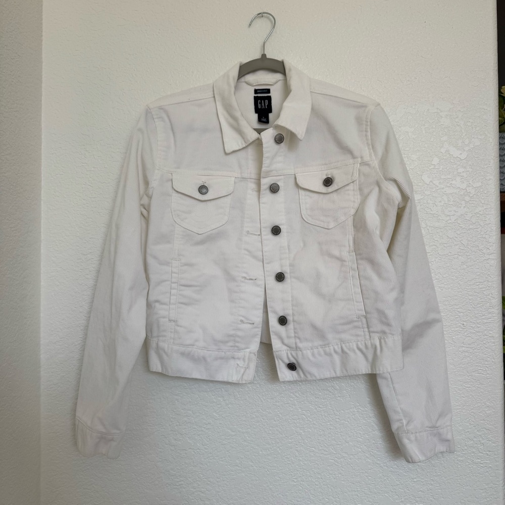 GAP White Corduroy Trucker Jacket